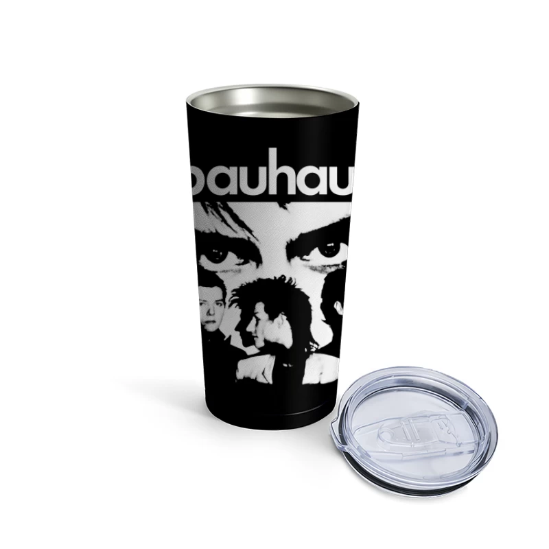 Abstract Bauhaus Portrait Sketch in Black and White Travel Mug