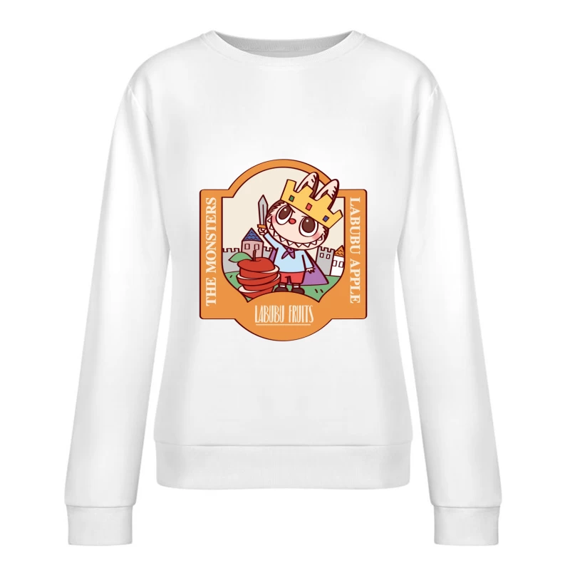 Kleines Monster mit Schwert und Äpfeln Damen Pullover Sweatshirt