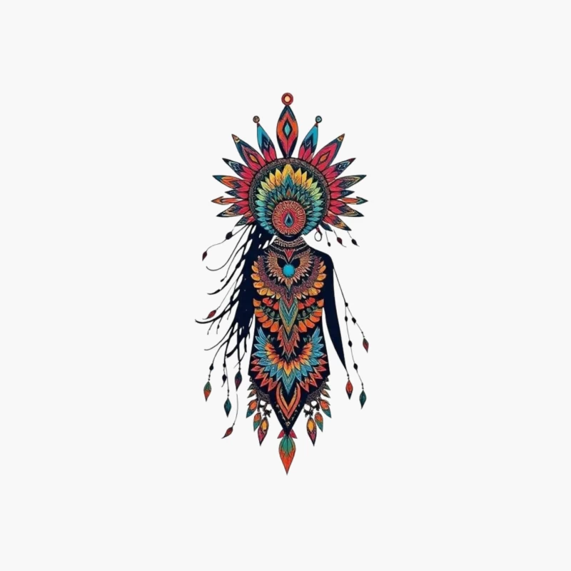 Colorful Abstract Floral Figure Art Cotton Tote Bag