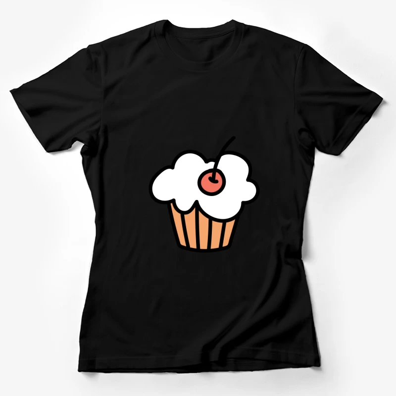 Cupcake avec Cerise Dessinée à la Main Femme T-Shirt