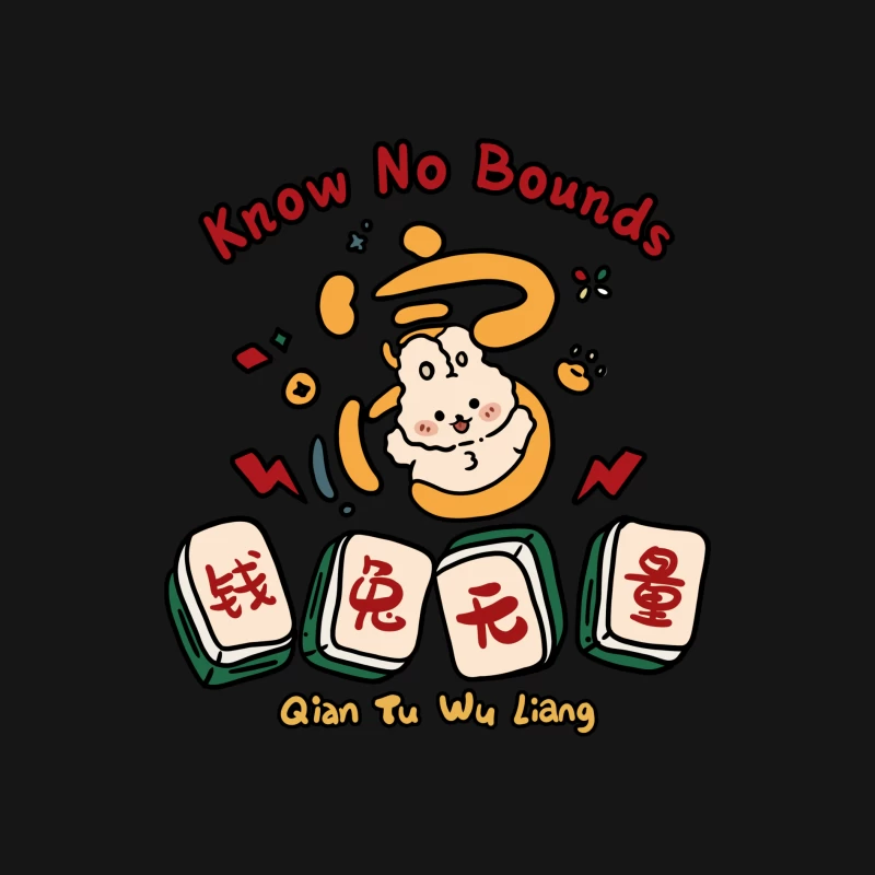 Niedliches Häschen-Design mit Mahjong-Steinen Herren Langarm T-Shirt