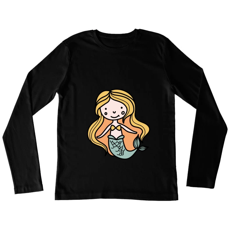 Sirène mignonne en dessin animé Femme Manches Longues T-Shirt