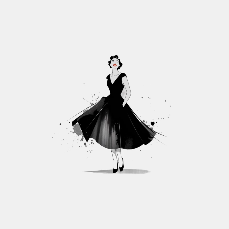 Vintage Elegance: 1950s Fashion Illustration with Ink Splatter Male Tank Top