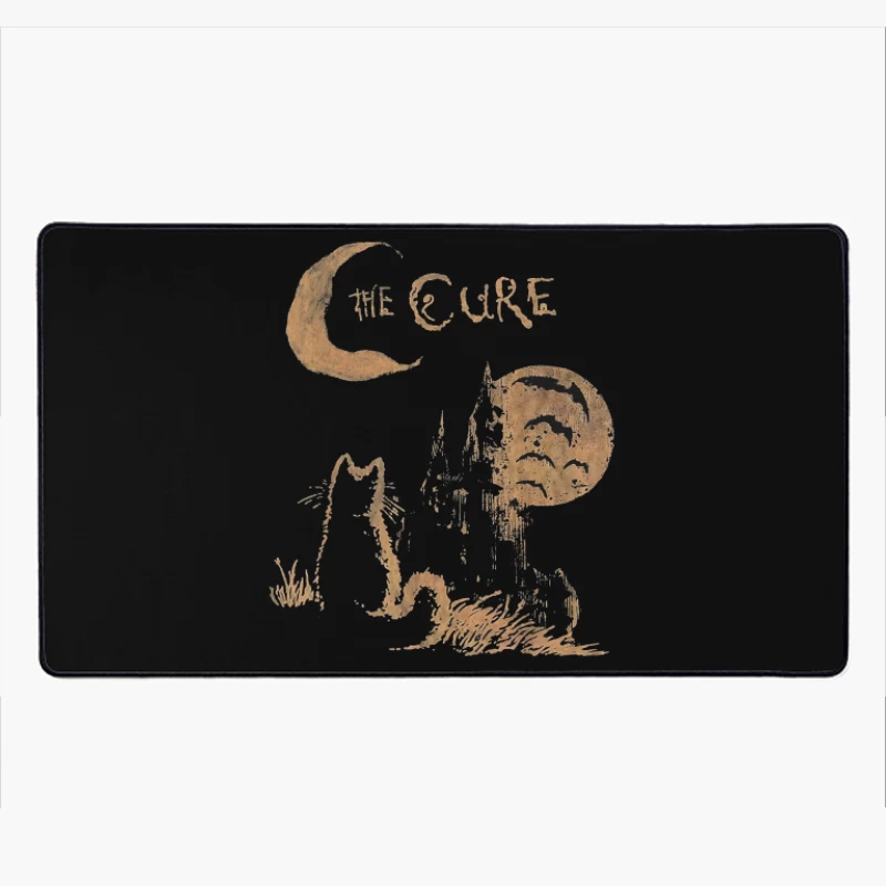 The Cure Gothic Band Logo with Moonlit Ghost Desk Mat