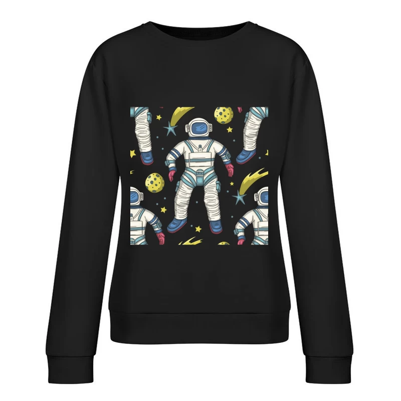 Astronautenmuster im Weltraum Damen Pullover Sweatshirt