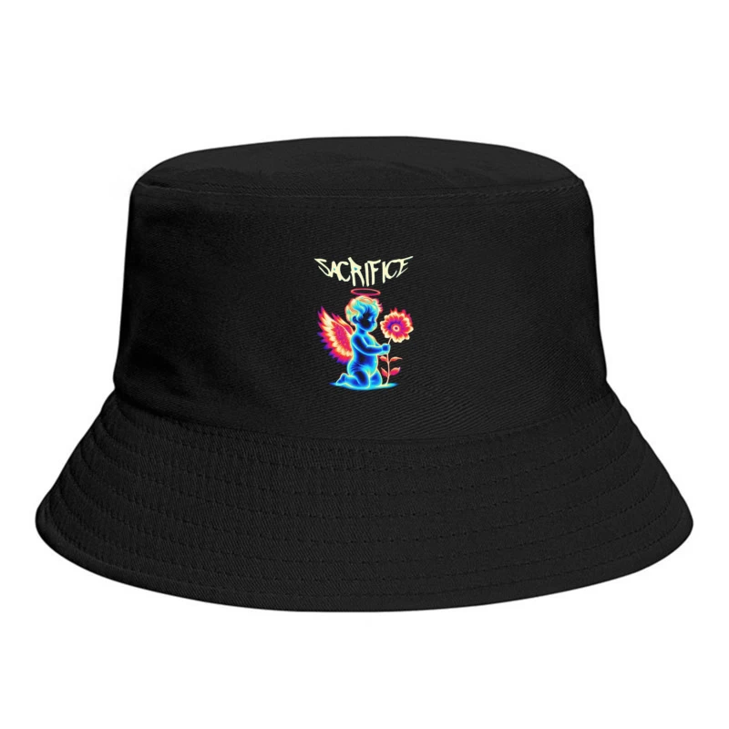 Neon Angel with Rainbow Wings - Sacrifice Art Bucket Hat