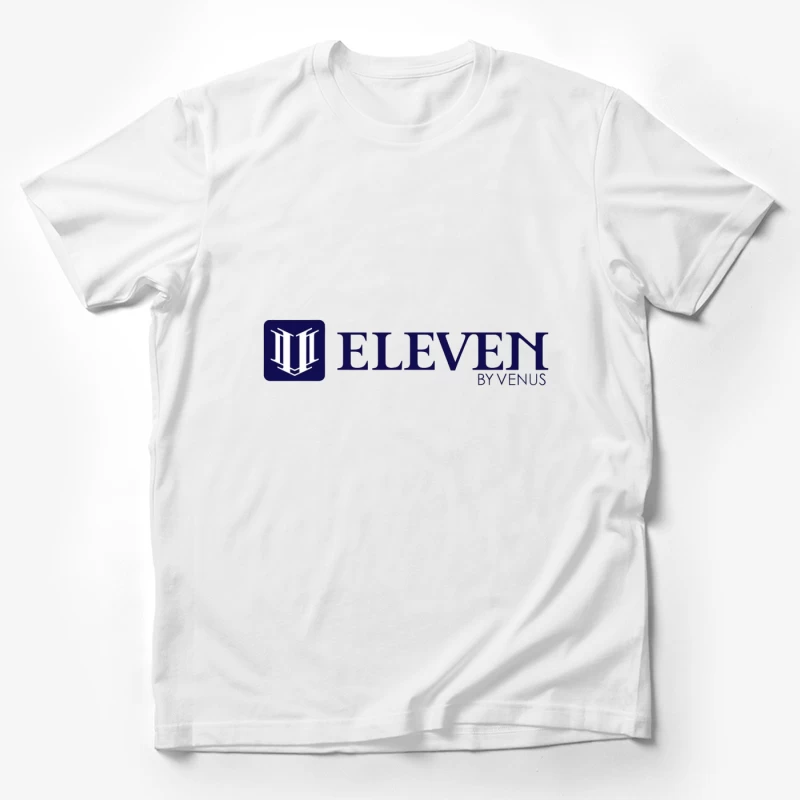 Modern Navy Blue Eleven by Venus Logo Design Male T-Shirt