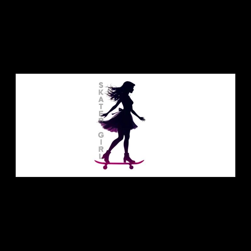 Stylish Skater Girl Silhouette in Pink and Black Coffee Mug