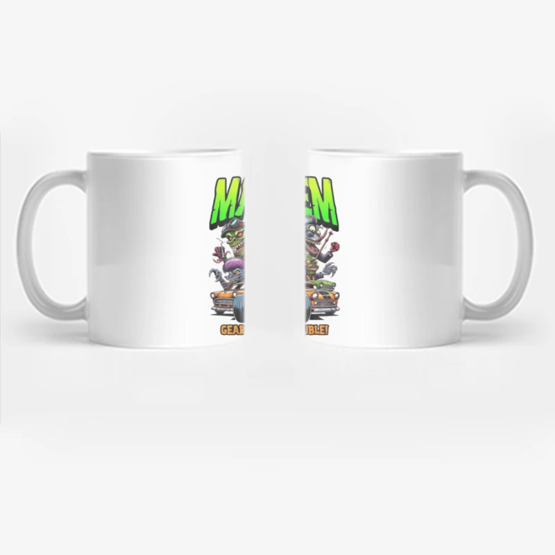 Monstrous Mayhem: Hot Rod Monsters Racing Retro Design Coffee Mug