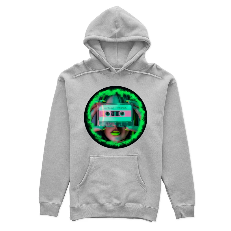 Neon Retro Cassette: Dance with the Devil Female Pullover Hoodie