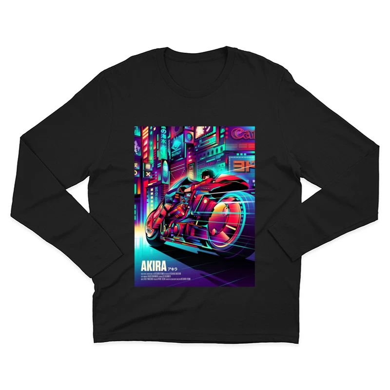 Cyberpunk Akira Motorcycle in Neon City Male Long Sleeve T-Shirt