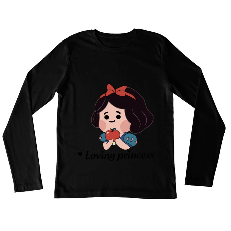 Liebenswerte Prinzessin mit Apfel Damen Langarm T-Shirt