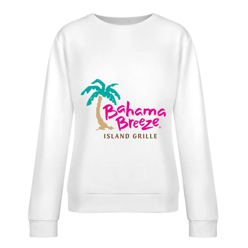 Bahama Breeze Island Grille Restaurant Logo with Tropical Palm Tree Female Pullover Sweatshirt