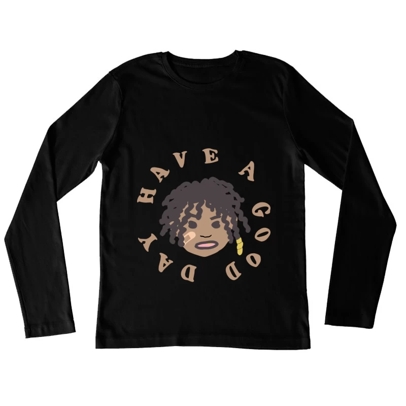 Fröhlicher Tag Design mit Gesicht Damen Langarm T-Shirt