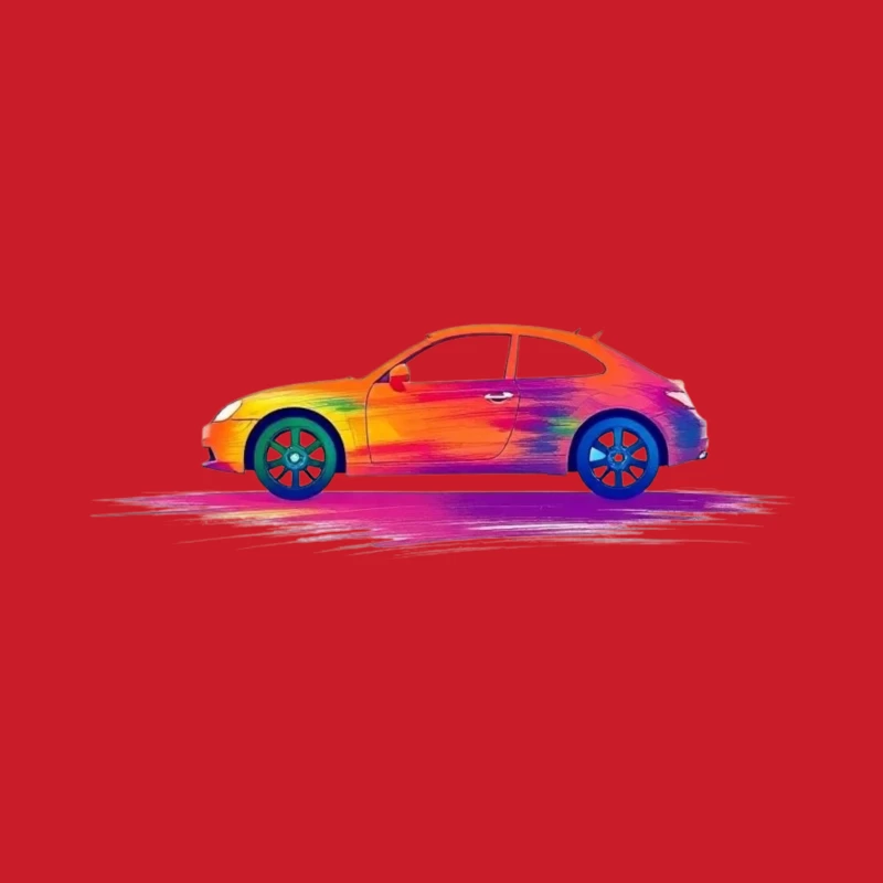 Artistic Side View of a Colorful Car Male Pullover Hoodie