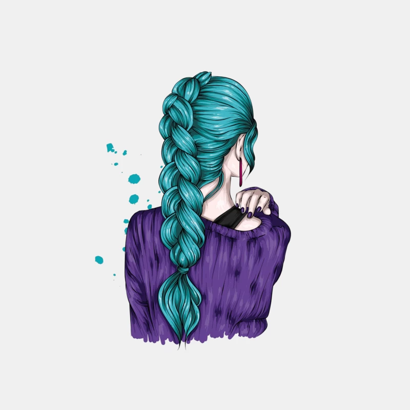 Teal Braided Hair Fashion Illustration Male Tank Top