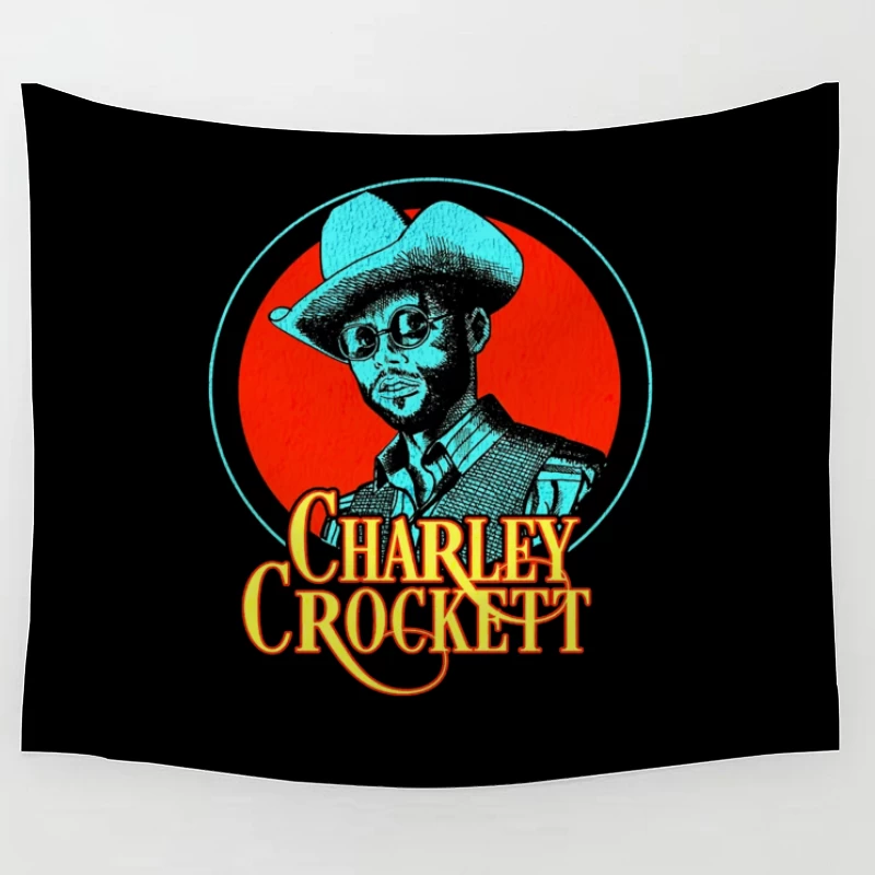 Vintage Charley Crockett Western Music Logo Design Tapestry