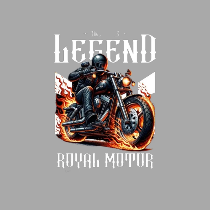 Legendary Flaming Royal Motor Black Motorcycle Illustration Male Pullover Hoodie