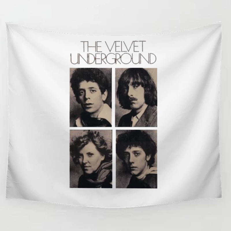 Vintage Black and White Portrait Collection of The Velvet Underground Band Members Tapestry