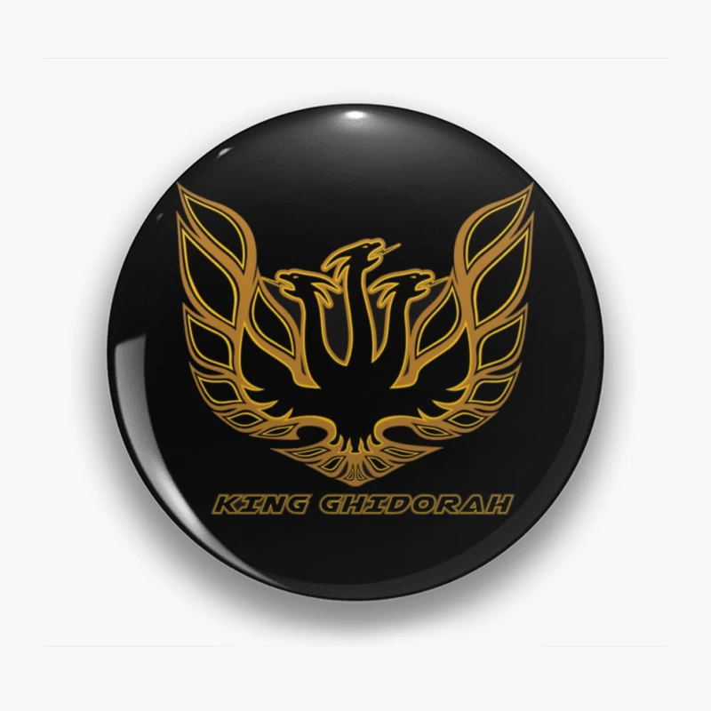 Black and Gold Phoenix King Ghidorah Emblem Logo Pin