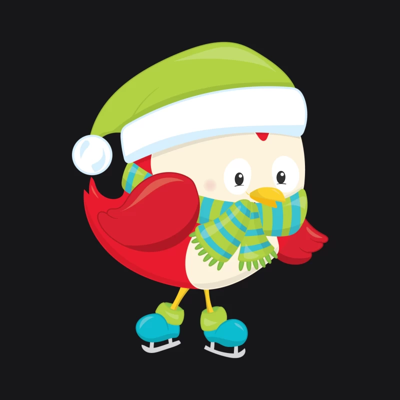 Oiseau mignon avec bonnet et écharpe en patinage Femme Sweat à capuche