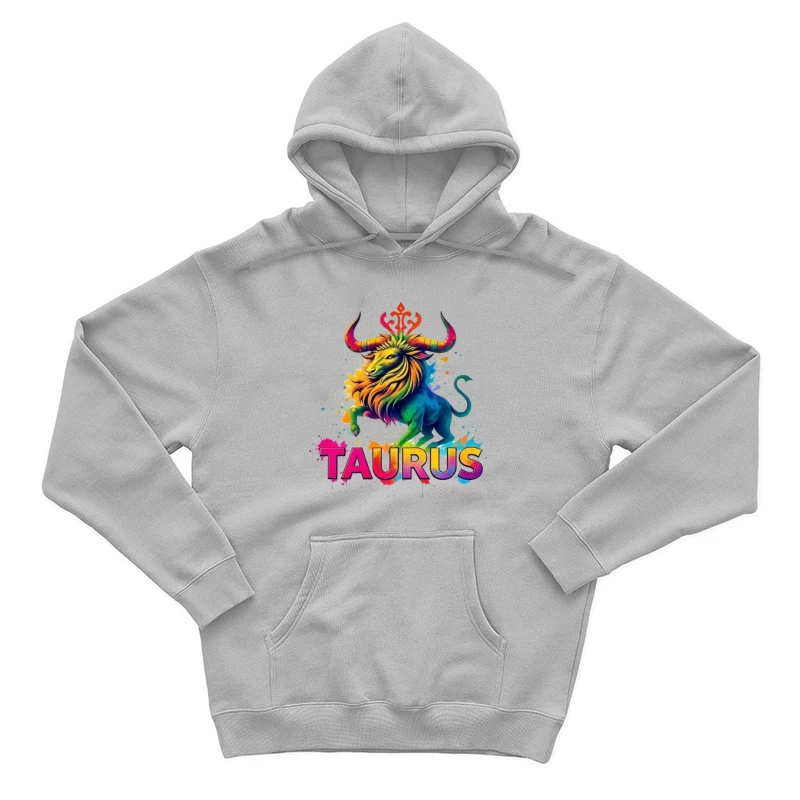 Colorful Taurus Zodiac Illustration Male Pullover Hoodie
