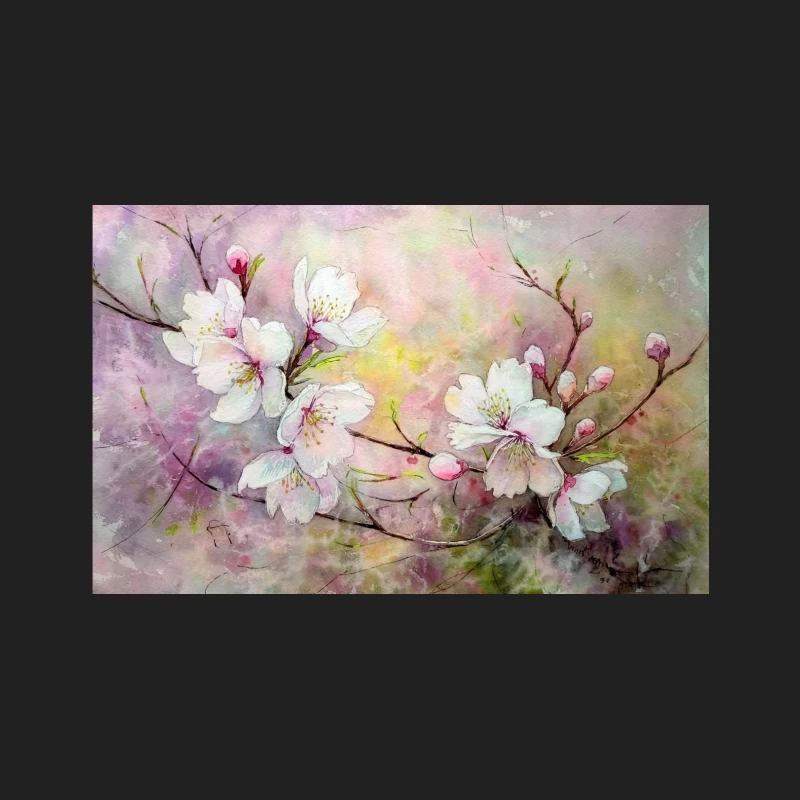 Delicate Cherry Blossoms: A Watercolor Spring Symphony Bucket Hat