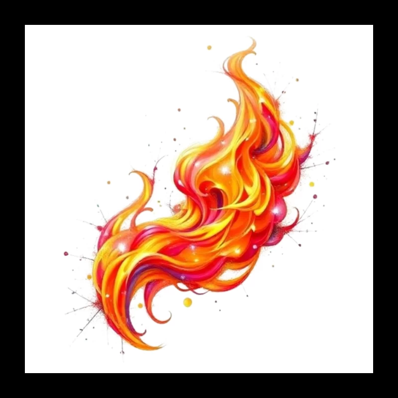 Vibrant Watercolor Fire Flame Art Pin