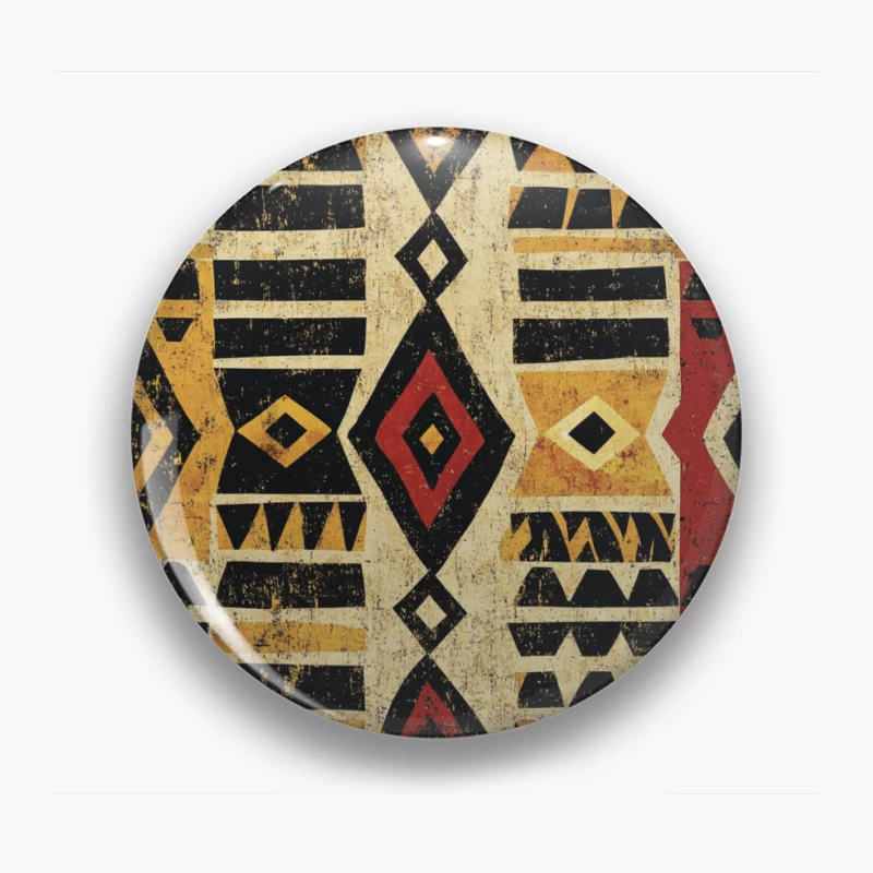 Vintage Abstract Tribal Geometric Pattern Pin