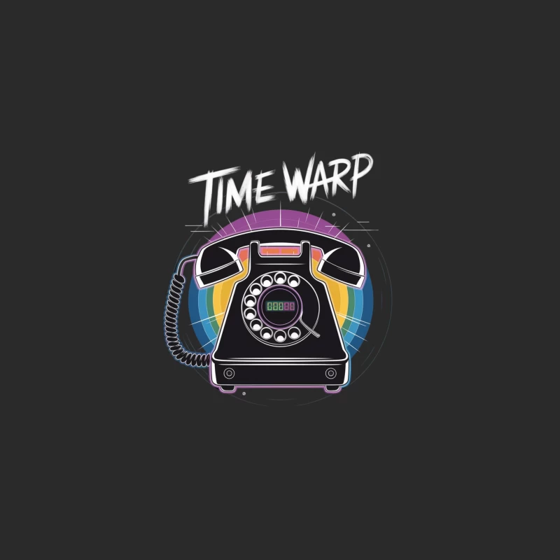 Retro Rotary Phone with Rainbow Time Warp Design Baseball Cap