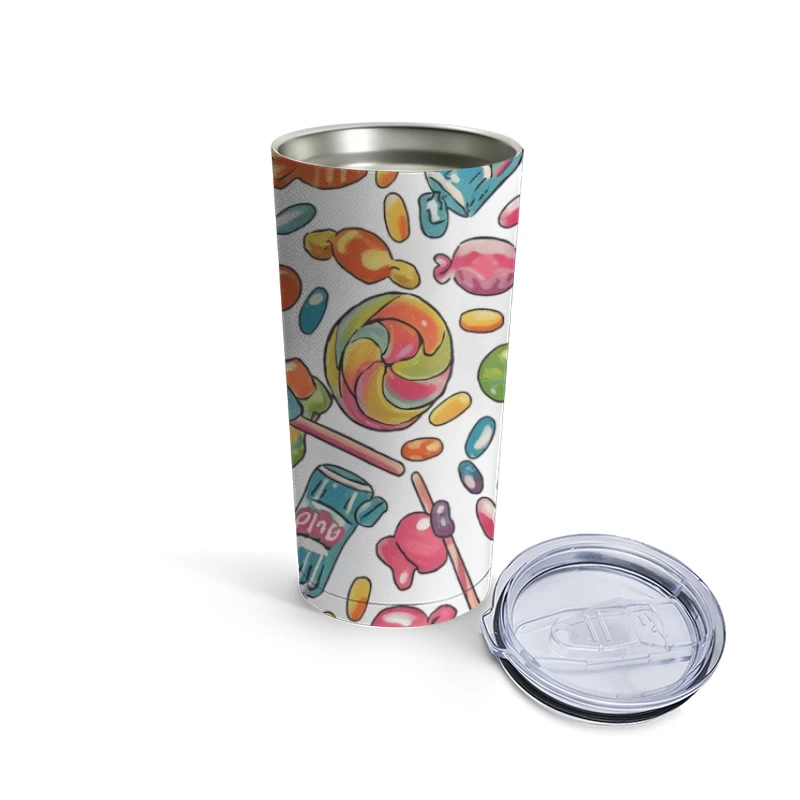Vibrant Candy Wonderland: A Sweet Treat Pattern Travel Mug