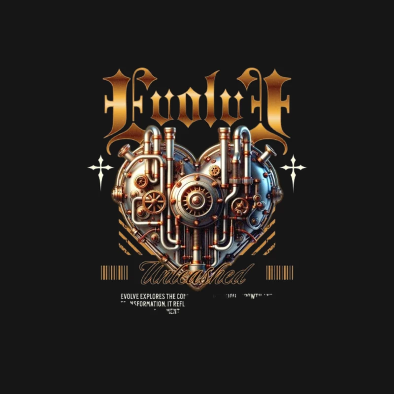 Steampunk Mechanical Heart with Gold Typography Design Male Long Sleeve T-Shirt