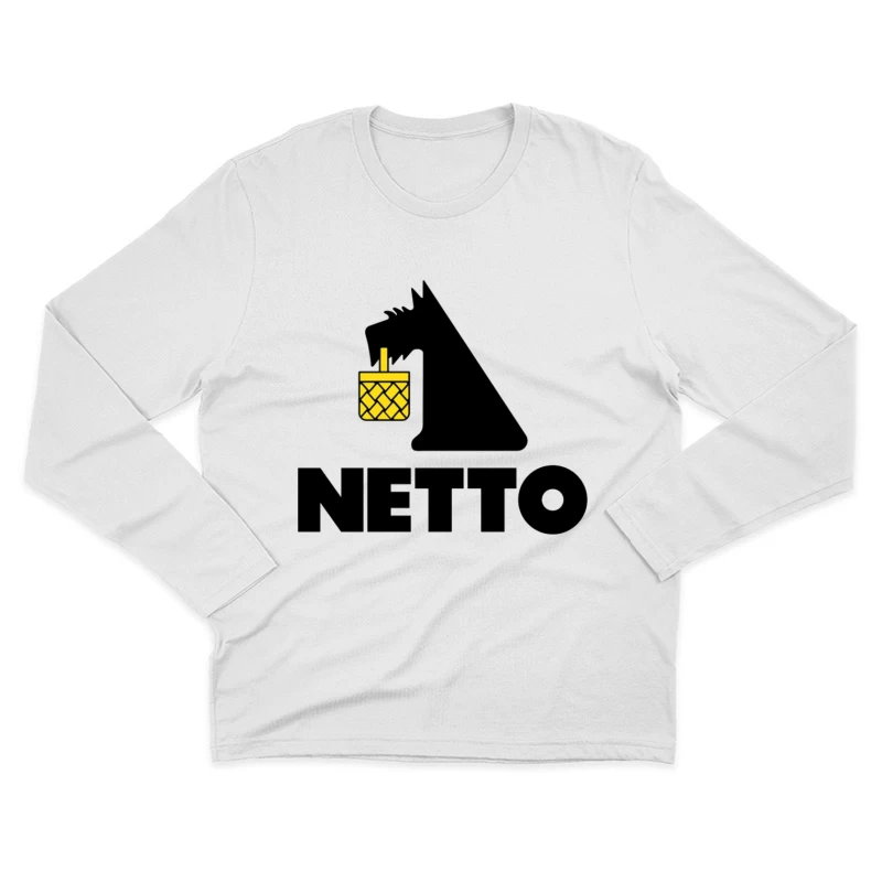 Netto Supermarket Logo with Black Dog and Yellow Basket Male Long Sleeve T-Shirt