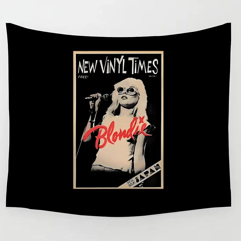 Vintage New Vinyl Times Magazine Cover Featuring Blondie in Black and White Tapestry