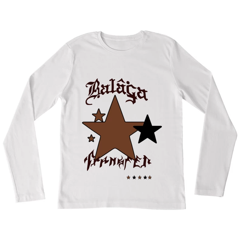 Stern-Design mit Schriftzug Damen Langarm T-Shirt