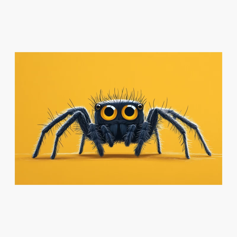 Macro Shot of Jumping Spider on Vibrant Yellow Background Travel Mug