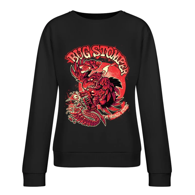 Fierce Cartoon Creature Artwork Female Pullover Sweatshirt