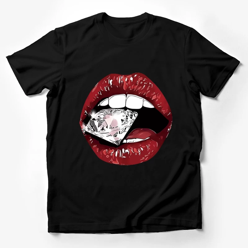 Rote Lippen mit Diamant Herren T-Shirt
