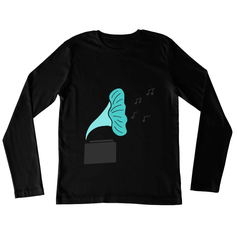 Gramophone vintage avec notes musicales Femme Manches Longues T-Shirt