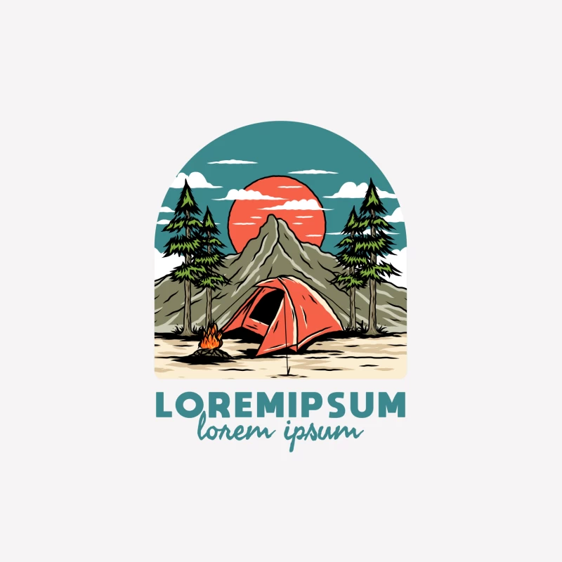 Campinglandschaft mit Sonnenuntergang Herren T-Shirt