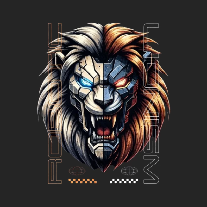 Cyberpunk Lion with Mechanical Face Female Pullover Sweatshirt