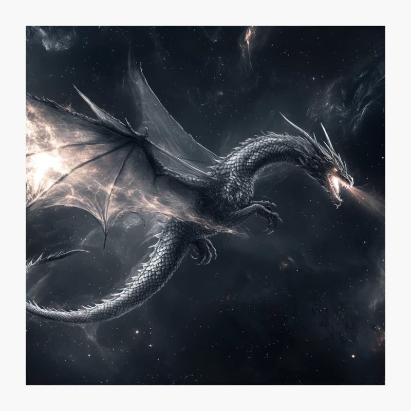 Celestial Dragon Soaring Through Dark Space Pin