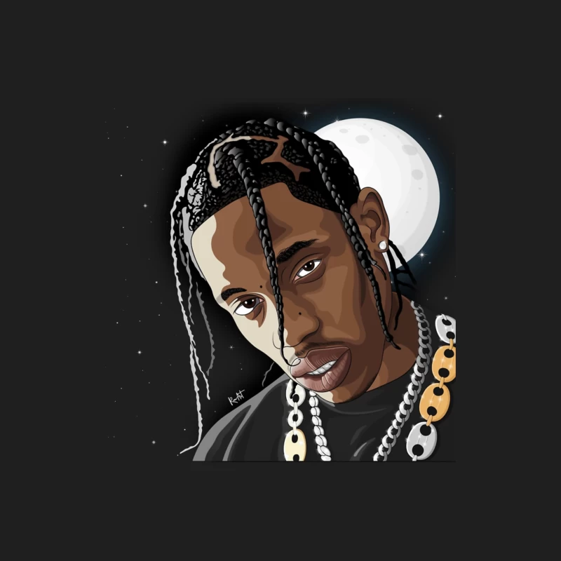 Artistic Digital Portrait with Moon Background Male Tank Top