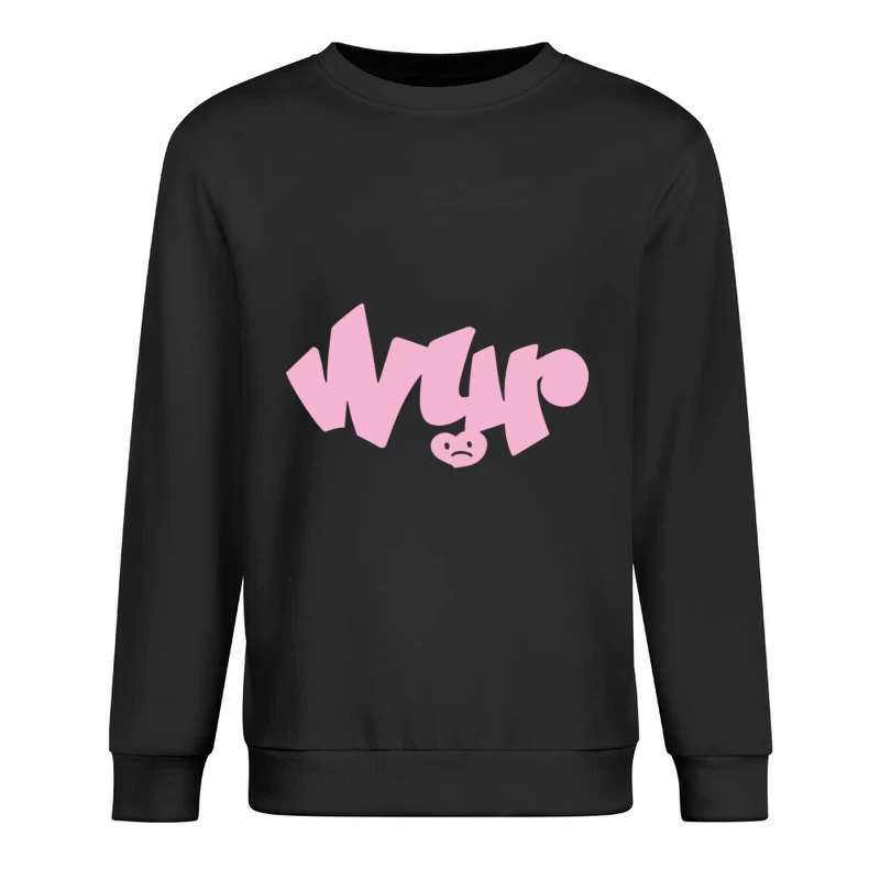 Rosa Graffiti Schriftzug mit traurigem Gesicht Herren Pullover Sweatshirt