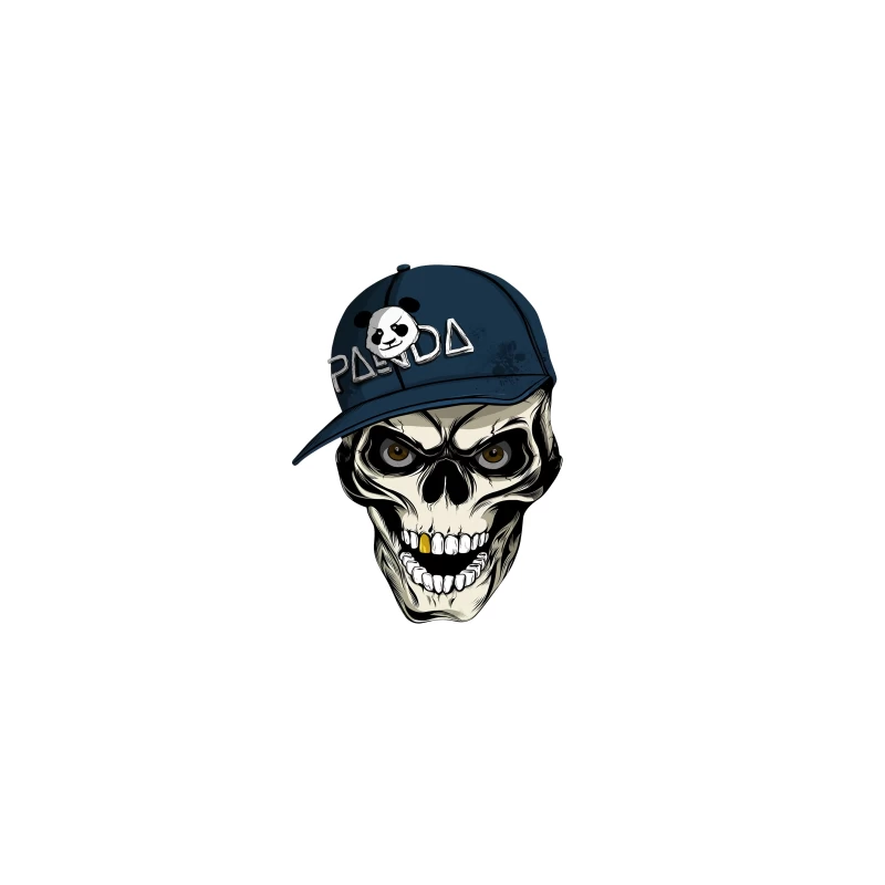 Skull with Panda Cap Graphic Illustration Coffee Mug