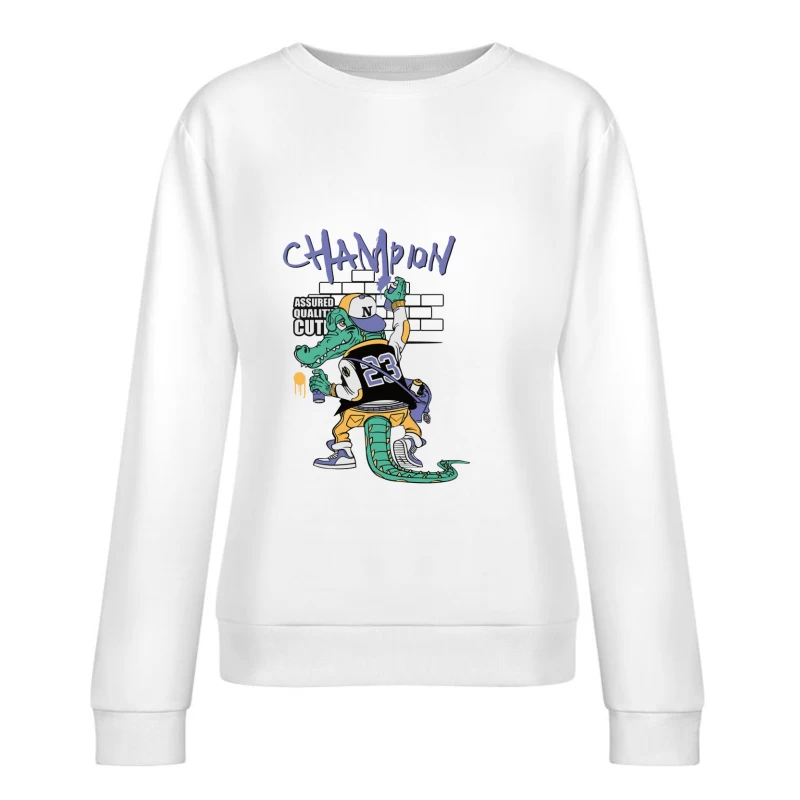 Krokodil Graffiti Künstler Damen Pullover Sweatshirt