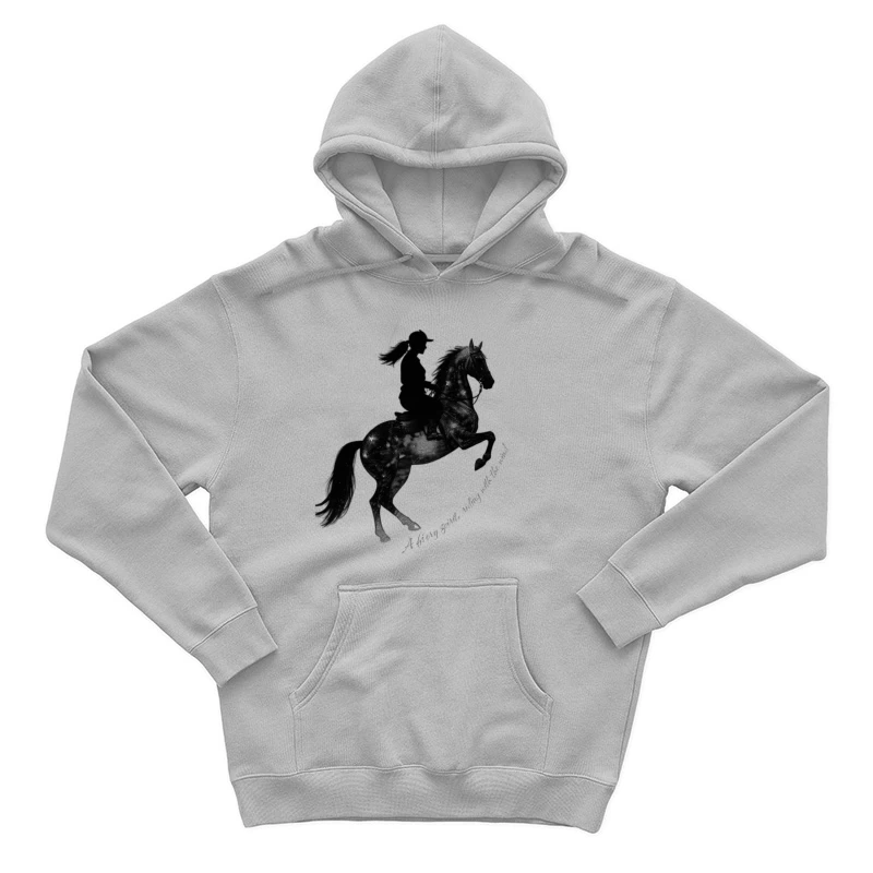 Horse rider with quotes ahillouette Male Pullover Hoodie