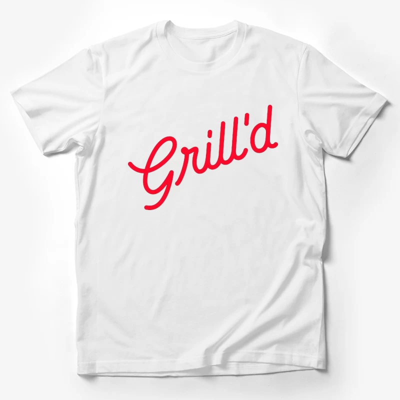 Red Script Logo of Grill'd Restaurant Chain Male T-Shirt