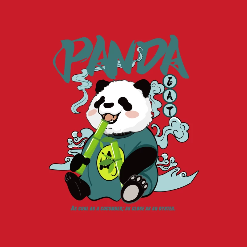 Lustiger Panda mit Bambus Herren Pullover Hoodie