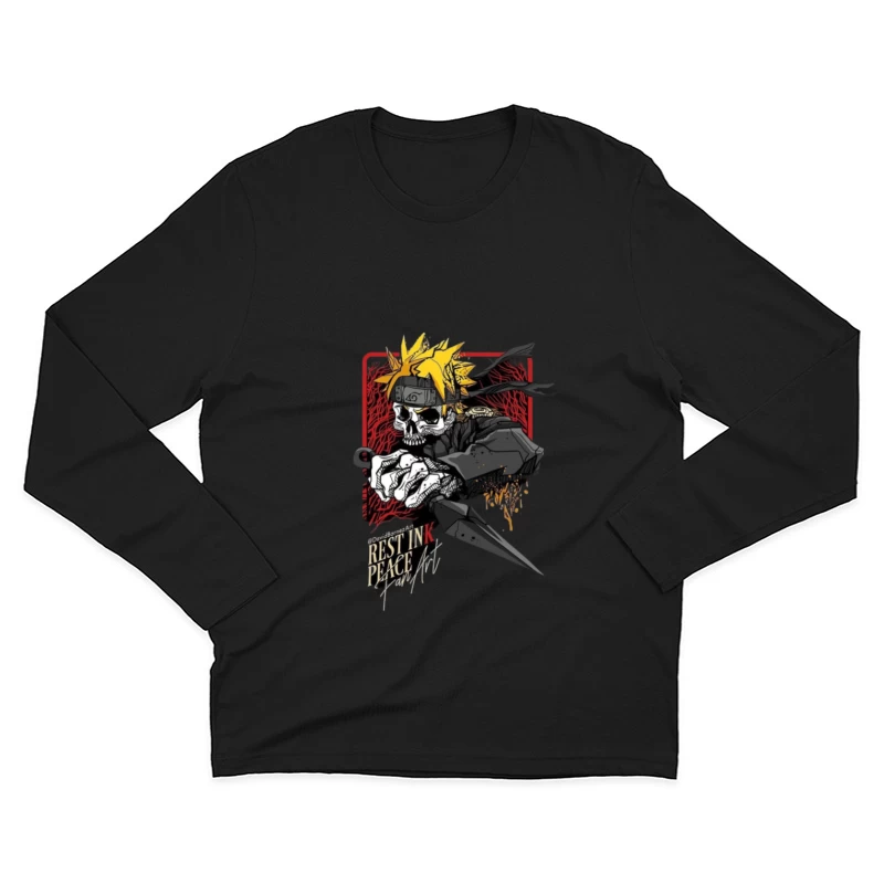 Skelett-Ninja-Kunst mit Kunai Herren Langarm T-Shirt